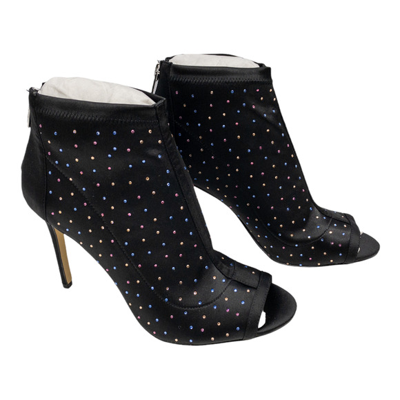 Badgley Mischka Black Rhinestone Open Toe Stiletto Boots Women's 6.5 7 7.5 8.5 - Picture 5 of 10